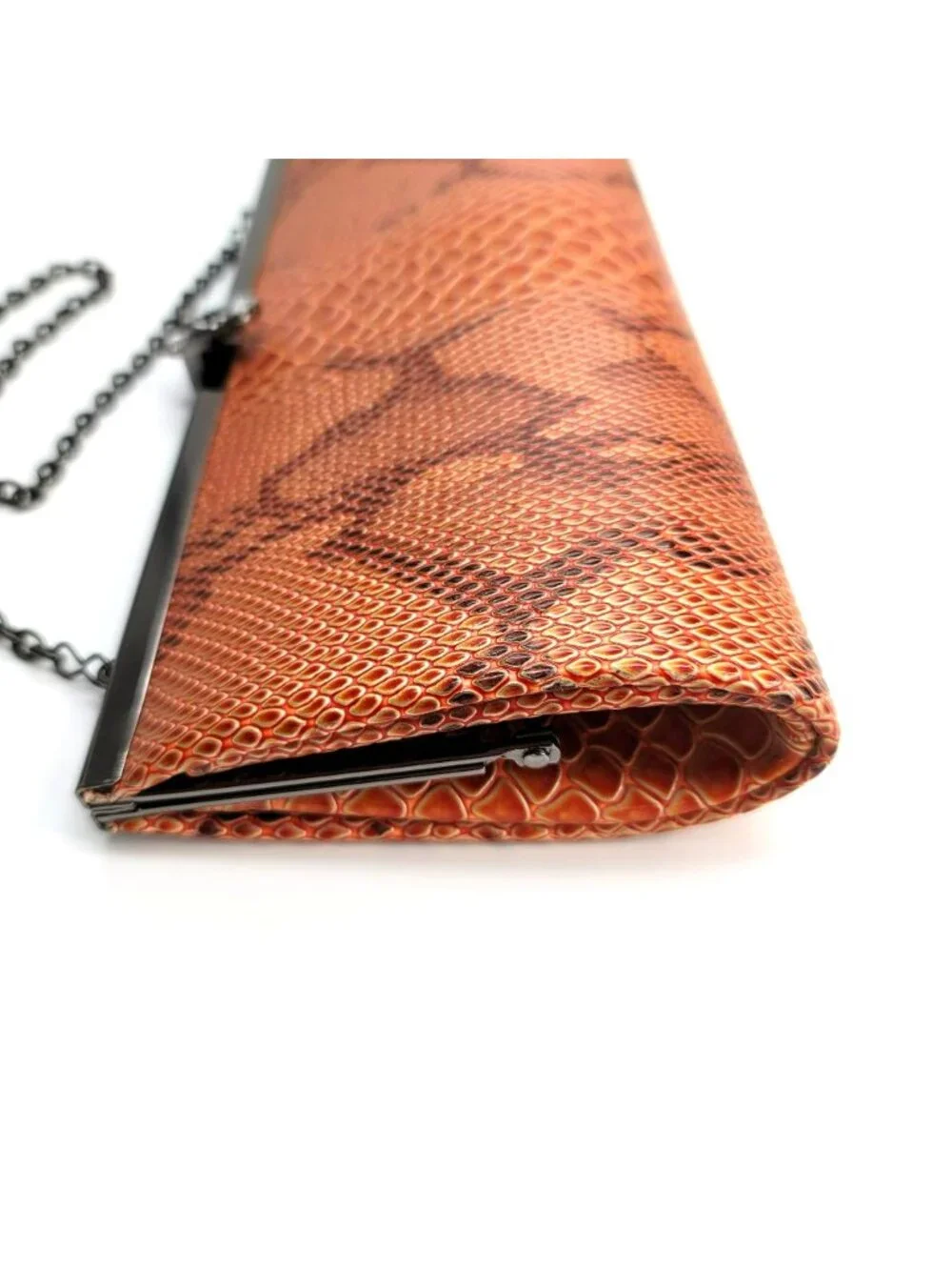 Vintage Lapis Handbag Purse Faux Snakeskin Brown Shoulder Bag Clutch VR609